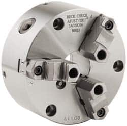 Buck Chuck Company - 3 Jaws, 8" Diam, Self Centering Manual Lathe Chuck - Front Mount, Adjustable, Reversible, 4,000 Max RPM, 2.37" Through Hole Diam, Forged Steel - Caliber Tooling