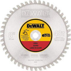 DeWALT - 8" Diam, 5/8" Arbor Hole Diam, 48 Tooth Wet & Dry Cut Saw Blade - High Speed Steel, Crosscut Action, Standard Round Arbor - Caliber Tooling