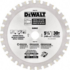 DeWALT - 5-1/2" Diam, 25/32" Arbor Hole Diam, 30 Tooth Wet & Dry Cut Saw Blade - High Speed Steel, Crosscut Action, Standard Round Arbor - Caliber Tooling