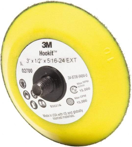 3M - 3" Diam Hook & Loop Disc Backing Pad - 15,000 RPM - Caliber Tooling