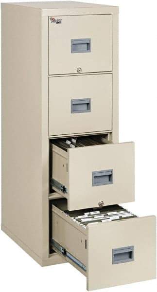 FireKing - 17-3/4" Wide x 52-3/4" High x 25" Deep, 4 Drawer Vertical File - Steel, Parchment - Caliber Tooling