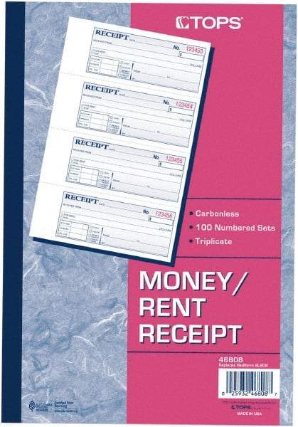 TOPS - 100 Sheet, 2-3/4 x 7-1/8", Receipt Book - Caliber Tooling