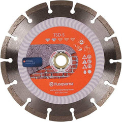 Husqvarna - 4" Diam, 5/8 & 7/8" Arbor Hole Diam, Continuous Edge Tooth Wet & Dry Cut Saw Blade - Diamond-Tipped, Fast Cutting Action, Standard Round Arbor - Caliber Tooling