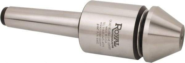 Royal Products - MT2 Morse Taper, 1.7" Head Diam Live Center - 6,000 Max RPM, 2.12" Head Length, 1-3/4" Point Diam, 1-1/4" Point Len, 750 Lb Max Workpc, Bull Nose Point - Caliber Tooling