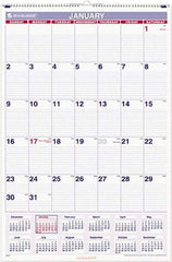 AT-A-GLANCE - 12 Sheet, 20 x 30", Wall Calendar - Blue & Red - Caliber Tooling