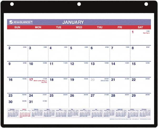 AT-A-GLANCE - 12 Sheet, 11 x 8-1/4", Wall Calendar - Caliber Tooling