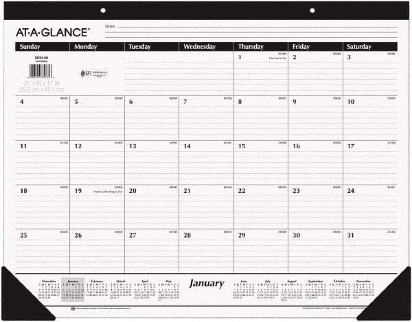 AT-A-GLANCE - 12 Sheet, 22 x 17", Desk Pad - White & Black - Caliber Tooling