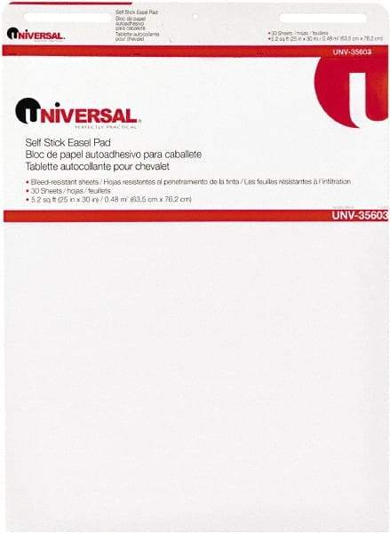 UNIVERSAL - 25 x 30 Inch Self Stick Easel Pad, White, 30 Sheets per Pad - For Use with Easel Stands - Caliber Tooling