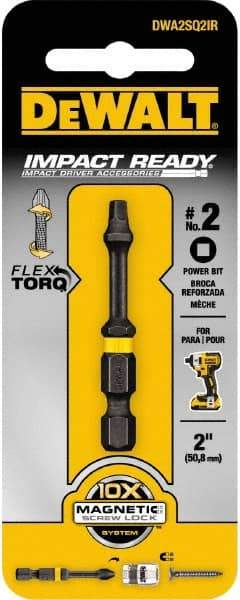 DeWALT - #2" Square Size Square Recess Bit - 1/4" Hex Drive, 2" OAL - Caliber Tooling