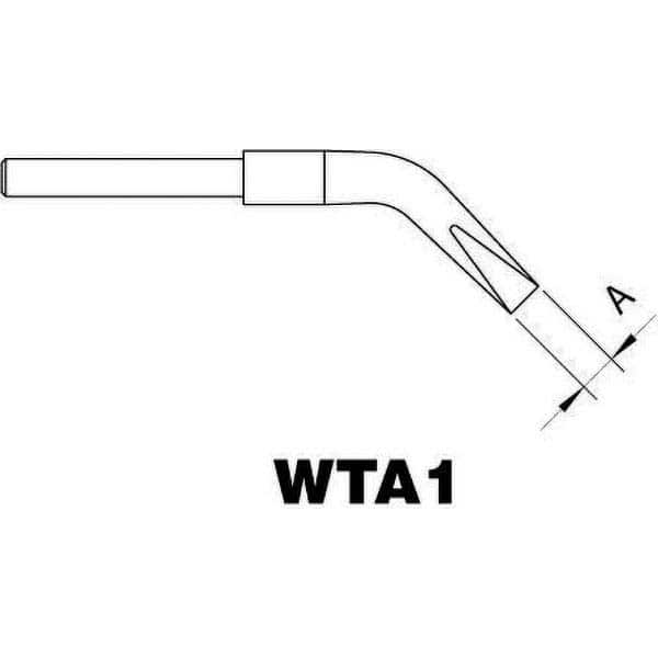 Weller - Soldering Iron Tips; Type: Bent Chisel ; For Use With: WTA50 ; Point Size: 0.5000 (Decimal Inch); Tip Diameter: 1.000 (Inch); Tip Diameter: 1.000 (mm) - Exact Industrial Supply