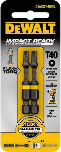 DeWALT - T40 Torx Bit - 1/4" Hex Drive, 2" OAL, 1/4" Socket Nose Diam - Caliber Tooling