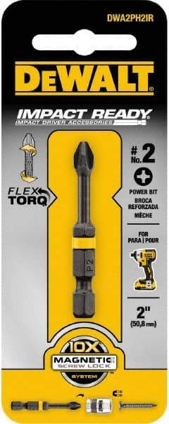 DeWALT - #2 Phillips Screwdriver Bit - 1/4" Hex Drive, 2" OAL - Caliber Tooling