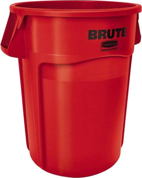 Rubbermaid - 55 Gal Red Round Trash Can - Polyethylene, None Graphic, 33.2" High, Lid Not Included - Caliber Tooling