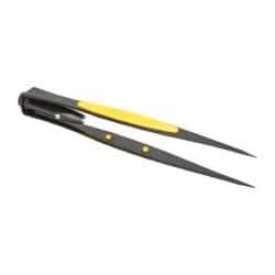 General - 6-1/4" OAL Illuminated Tweezers - Smooth Pointed Tip - Caliber Tooling