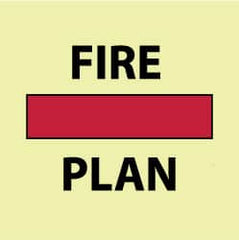 NMC - "Fire Plan", 6" Long x 6" Wide, Rigid Plastic Safety Sign - Square, 0.05" Thick, Use for Marine Application - Caliber Tooling