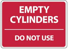 NMC - "Empty Cylinders - Do Not Use", 10" Long x 14" Wide, Pressure-Sensitive Vinyl Safety Sign - Rectangle, 0.004" Thick, Use for Accident Prevention - Caliber Tooling