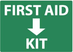 NMC - "First Aid Kit", 10" Long x 14" Wide, Rigid Plastic Safety Sign - Rectangle, 0.05" Thick, Use for First Aid - Caliber Tooling