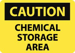 NMC - "Caution - Chemical Storage Area", 7" Long x 10" Wide, Aluminum Safety Sign - Rectangle, 0.04" Thick, Use for Hazardous Materials - Caliber Tooling