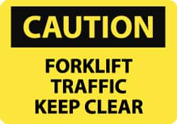 NMC - "Caution - Forklift Traffic - Keep Clear", 7" Long x 10" Wide, Aluminum Safety Sign - Rectangle, 0.04" Thick, Use for Accident Prevention - Caliber Tooling