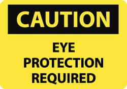 NMC - "Caution - Eye Protection Required", 7" Long x 10" Wide, Aluminum Safety Sign - Rectangle, 0.04" Thick, Use for Accident Prevention - Caliber Tooling