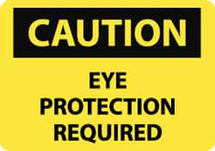 NMC - "Caution - Eye Protection Required", 10" Long x 14" Wide, Rigid Plastic Safety Sign - Rectangle, 0.05" Thick, Use for Accident Prevention - Caliber Tooling