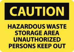 NMC - "Caution - Hazardous Waste Storage Area - Unauthorized Persons Keep Out", 10" Long x 14" Wide, Rigid Plastic Safety Sign - Rectangle, 0.05" Thick, Use for Hazardous Materials - Caliber Tooling