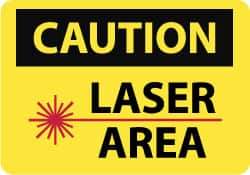 NMC - "Caution - Laser Area", 10" Long x 14" Wide, Rigid Plastic Safety Sign - Rectangle, 0.05" Thick, Use for Accident Prevention - Caliber Tooling