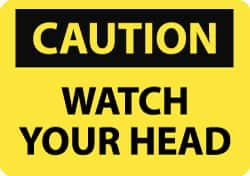 NMC - "Caution - Watch Your Head", 7" Long x 10" Wide, Aluminum Safety Sign - Rectangle, 0.04" Thick, Use for Accident Prevention - Caliber Tooling