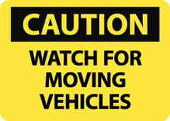 NMC - "Caution - Watch for Moving Vehicles", 10" Long x 14" Wide, Rigid Plastic Safety Sign - Rectangle, 0.05" Thick, Use for Accident Prevention - Caliber Tooling