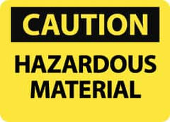 NMC - "Caution - Hazardous Material", 10" Long x 14" Wide, Pressure-Sensitive Vinyl Safety Sign - Rectangle, 0.004" Thick, Use for Hazardous Materials - Caliber Tooling