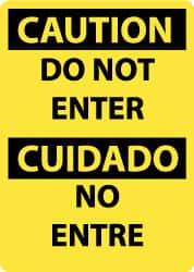 NMC - "Caution - Do Not Enter", 14" Long x 10" Wide, Pressure-Sensitive Vinyl Safety Sign - Rectangle, 0.004" Thick, Use for Security & Admittance - Caliber Tooling