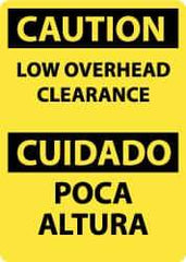 NMC - "Caution - Low Overhead Clearance", 14" Long x 10" Wide, Pressure-Sensitive Vinyl Safety Sign - Rectangle, 0.004" Thick, Use for Accident Prevention - Caliber Tooling