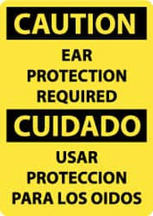 NMC - "Caution - Ear Protection Required", 14" Long x 10" Wide, Aluminum Safety Sign - Rectangle, 0.04" Thick, Use for Accident Prevention - Caliber Tooling