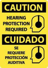 NMC - "Caution - Hearing Protection Required", 14" Long x 10" Wide, Aluminum Safety Sign - Rectangle, 0.04" Thick, Use for Accident Prevention - Caliber Tooling