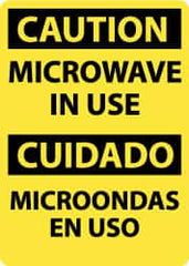 NMC - "Caution - Microwave in Use", 14" Long x 10" Wide, Rigid Plastic Safety Sign - Rectangle, 0.05" Thick, Use for Accident Prevention - Caliber Tooling