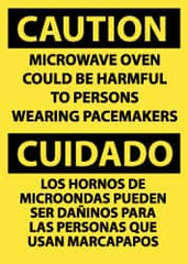 NMC - "Caution - Microwave Oven Could Be Harmful to Persons Wearing Pacemakers", 14" Long x 10" Wide, Aluminum Safety Sign - Rectangle, 0.04" Thick, Use for Accident Prevention - Caliber Tooling