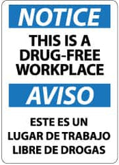 NMC - "Notice - This Is a Drug-Free Workplace", 14" Long x 10" Wide, Aluminum Safety Sign - Rectangle, 0.04" Thick, Use for Security & Admittance - Caliber Tooling