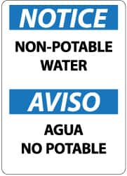 NMC - "Notice - Non-Potable Water", 14" Long x 10" Wide, Rigid Plastic Safety Sign - Rectangle, 0.05" Thick, Use for Accident Prevention - Caliber Tooling