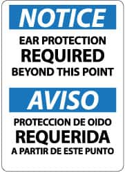 NMC - "Notice - Ear Protection Required Beyond This Point", 14" Long x 10" Wide, Rigid Plastic Safety Sign - Rectangle, 0.05" Thick, Use for Accident Prevention - Caliber Tooling