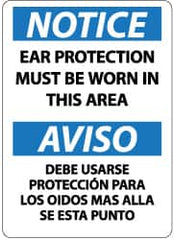 NMC - "Notice - Ear Protection Must Be Worn in This Area", 14" Long x 10" Wide, Rigid Plastic Safety Sign - Rectangle, 0.05" Thick, Use for Accident Prevention - Caliber Tooling