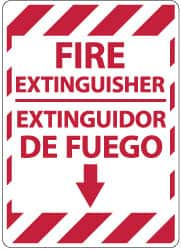 NMC - Fire Extinguisher, Aluminum Fire Sign - 14" Wide x 10" High, English/Spanish - Caliber Tooling