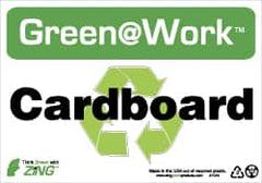 NMC - "Green @ Work - Cardboard", 7" Long x 10" Wide, Rigid Plastic Safety Sign - Rectangle, 0.01" Thick, Use for Restroom, Janitorial & Housekeeping - Caliber Tooling