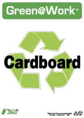 NMC - "Green @ Work - Cardboard", 14" Long x 10" Wide, Rigid Plastic Safety Sign - Rectangle, 0.01" Thick, Use for Restroom, Janitorial & Housekeeping - Caliber Tooling