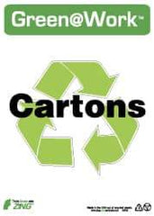 NMC - "Green @ Work - Cartons", 14" Long x 10" Wide, Rigid Plastic Safety Sign - Rectangle, 0.01" Thick, Use for Restroom, Janitorial & Housekeeping - Caliber Tooling