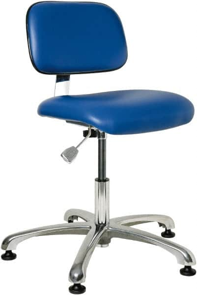 Bevco - 17 to 22" High Adjustable Height Swivel Stool - 25" Wide x 25" Deep, Vinyl Seat, Blue - Caliber Tooling