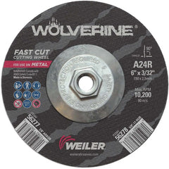 6″ × 3/32″ Type 27 Cutting Wheel, A24R, 5/8″-11 UNC Nut - Caliber Tooling