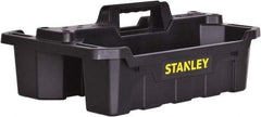 Stanley - 2 Compartment 1 Tray Portable Tool Tote - 19-1/2" Wide x 13-3/16" Deep x 7-43/64" High, Plastic, Black/Yellow - Caliber Tooling