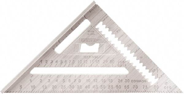 Johnson Level & Tool - 7" Blade Length x 7" Base Length, Powder Coated Finish, Aluminum Rafter Square - 1/8" Graduation - Caliber Tooling