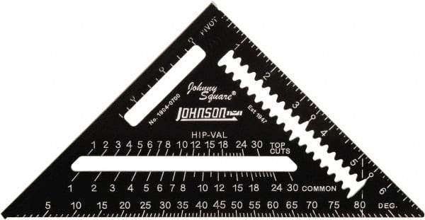 Johnson Level & Tool - 7" Blade Length x 7" Base Length, Anodized Finish, Aluminum Rafter Square - 1/8" Graduation - Caliber Tooling