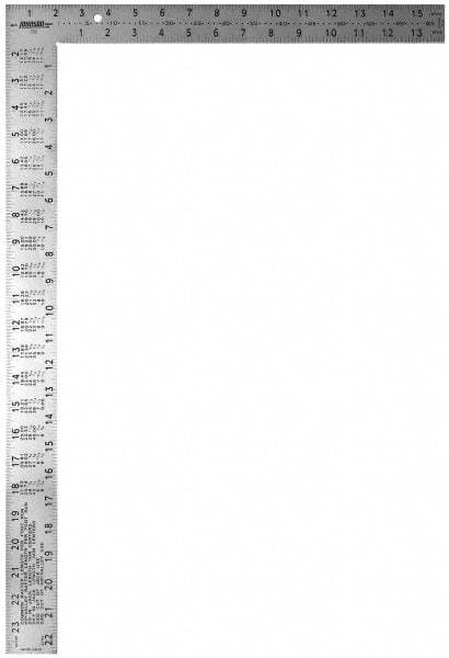 Johnson Level & Tool - 24" Blade Length x 16" Base Length, Steel Carpenters' Square - 1/8", 0.1", 0.083", 1/16" Graduation, 2" Base Width - Caliber Tooling